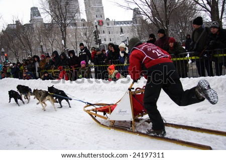 QUEBEC CITY, CANADA - JANUARY 31. Quebec Carnival:  Provincial Dog Sled Racing Championship on January 31, 2009