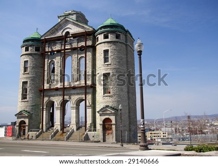 Quebec city landmark. The facade of the church St-Vincent-de-Paul in Quebec city.