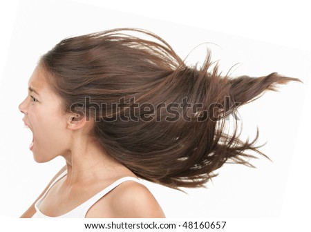 stock photo : Woman screaming / shouting. Angry and upset beautiful young 