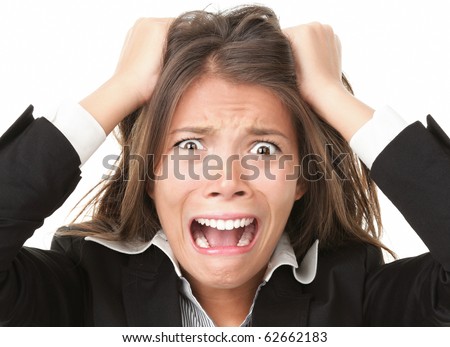 Crazy Hair Clipart. Woman stressed is going crazy