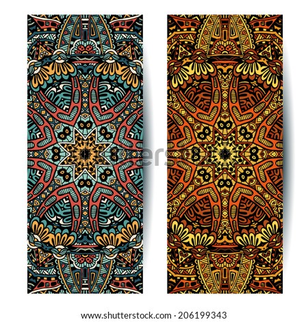 Festive Tribal vintage colorful ornamental ethnic banners Festive Tribal vintage colorful ornamental ethnic banners