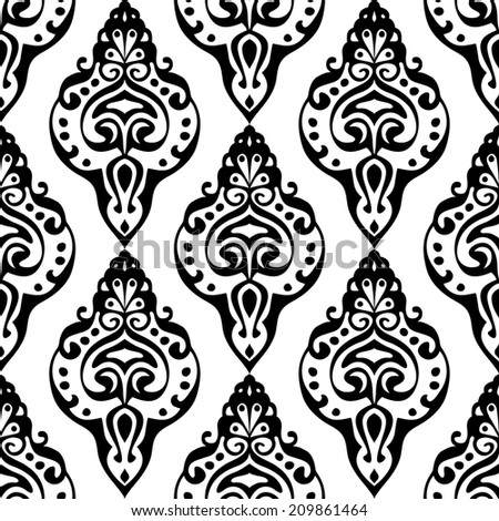 Damask Seamless Style Pattern black and white
