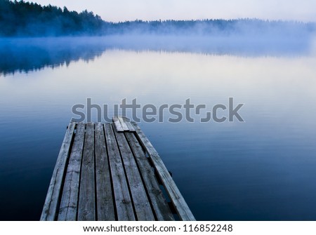 Misty morning and a foggy lake