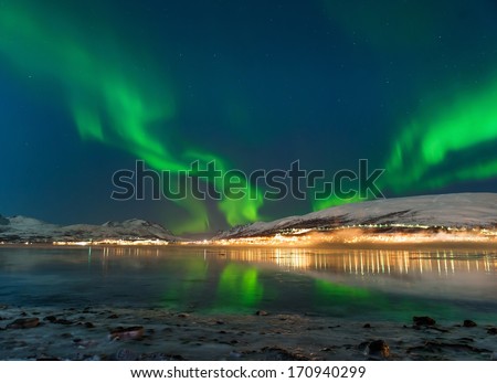Illuminated Tent With Northern Lights .Tromso