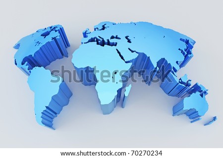 World  on 3d World Map Blue Stock Photo 70270234   Shutterstock