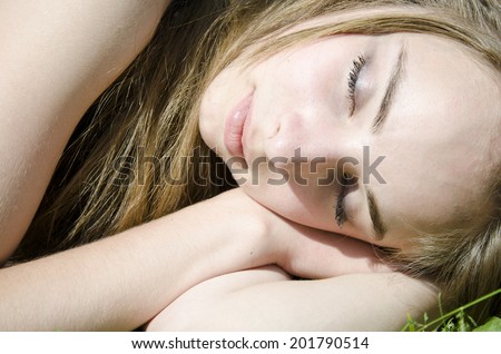 Girl sleeping in the nature
