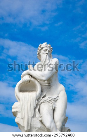 MOSCOW, RUSSIA - June 12, 2015: Marble statue at Kuskovo Park in Moscow. The statue standing in Kuskovo Scamander.