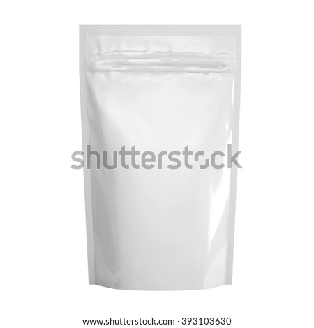 blank plastic bag snack packaging isolated on white