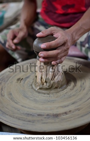Hands, the creation of sculpture,Ko Kret,Thailand.