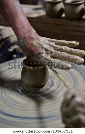 Hands, the creation of sculpture,Ko Kret,Thailand.