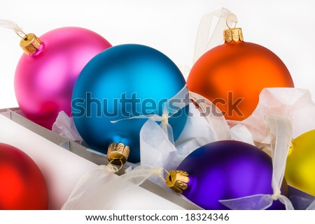 Christmas baubles boxed and unboxed, put away and get them out.