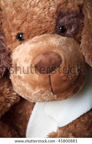 Close up of a loved soft toy