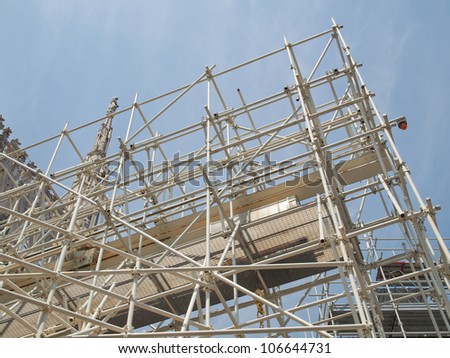 Temporary scaffold for construction works at building site