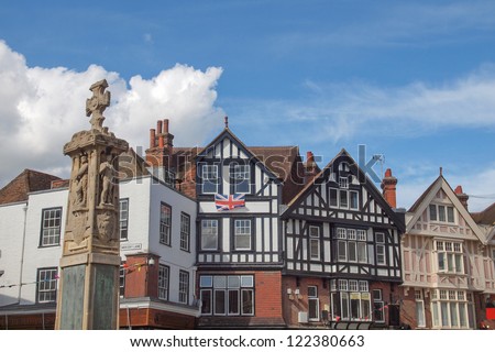 Old wooden frame Tudor buildings in the City of Canterbury in Kent 