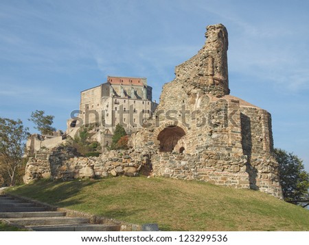 Ruins of the Monks Sepulchre at Sacra di San Michele (Saint Michael Abbey) on Mount Pirchiriano in St Ambrogio Italy