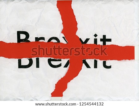 Torn paper with word Brexit representing the growing request to revoke Article 50 to stop Brexit and remain in the EU, after the ECJ decision and May deal failure
