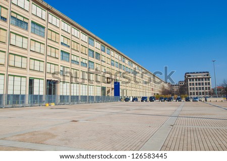 Industrial architecture of the old Torino Lingotto dismissed car factory in Turin Italy