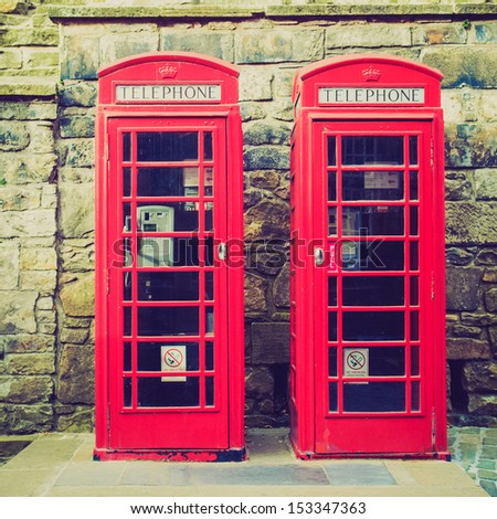 Vintage Looking Traditional Red Telephone Box In London, Uk