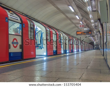 London, England, Uk - June 19: Train Departing From An Underground Tube Station On June 19, 2011 In London, England, Uk