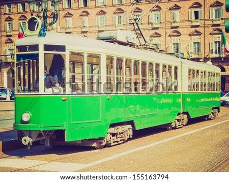 Vintage looking A vintage historical tramway in Turin, Italy