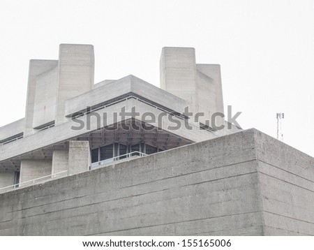 The National Theatre iconic new brutalist architecture in London England UK - isolated over white background