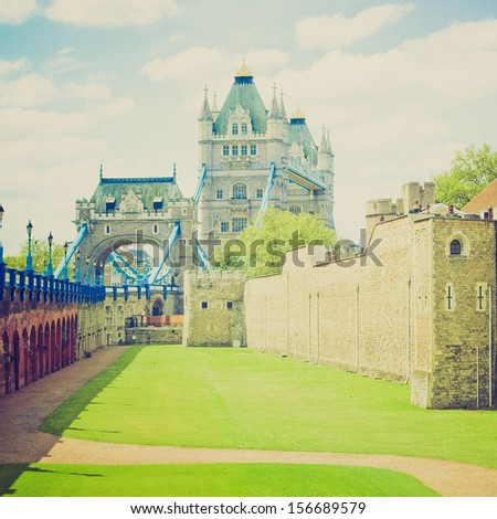 Vintage looking The Tower of London, medieval castle and prison