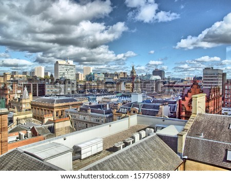 Aerial view of the city of Glasgow, Scotland - HDR High Dynamic Range