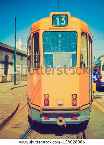 Vintage looking Tramway train for public transport mass transit in Turin, Italy
