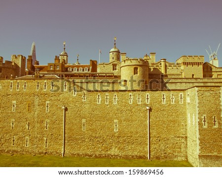 Vintage look The Tower of London medieval castle and prison