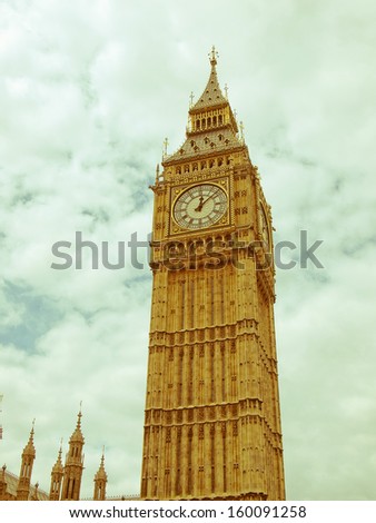Vintage look Houses of Parliament Westminster Palace London gothic architecture