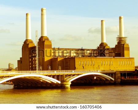 Vintage look Picture of London Battersea powerstation abandoned factory