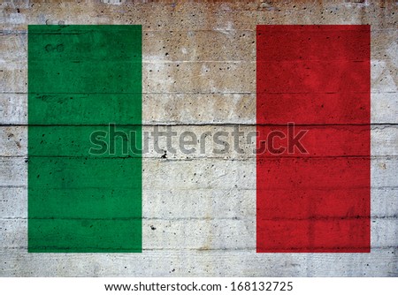 Flag of Italy over concrete wall background