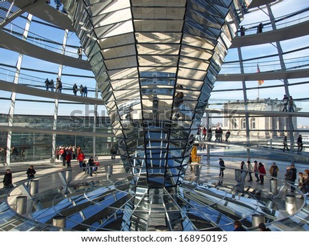 BERLIN, GERMANY - OCTOBER 23, 2010: People visiting the German Parliament aka Reichstag