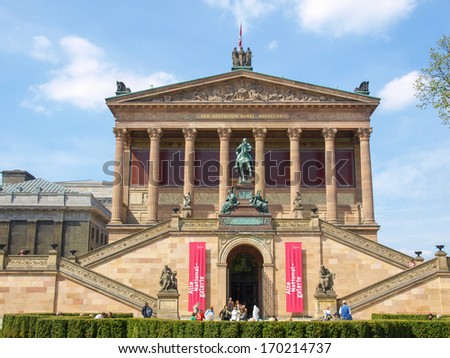 Berlin, Germany - April 24, 2010: The Museumsinsel Is A Complex Of Five Museums, Altes Museum (Old Museum), Neues Museum (New Museum), Alte Nationalgalerie (Old National Gallery), Bode, Pergamon