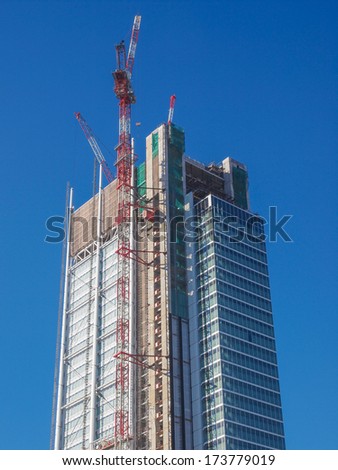 TURIN, ITALY - JANUARY 24, 2014: The new San Paolo bank headquarters designed by Renzo Piano and currently under construction are the highest skyscraper in town