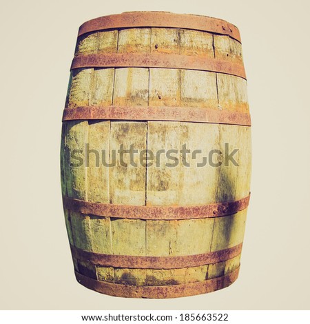 Vintage retro looking Old wooden barrel cask for whisky or beer or wine
