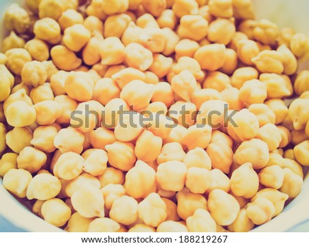 Vintage retro looking Food Detail of Chickpeas beans (traditional cuisine)