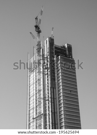 TURIN, ITALY - JANUARY 24, 2014: The new San Paolo bank headquarters designed by Renzo Piano and currently under construction are the highest skyscraper in town