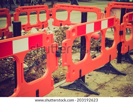 Vintage retro looking Street traffic barrier for temporary construction works