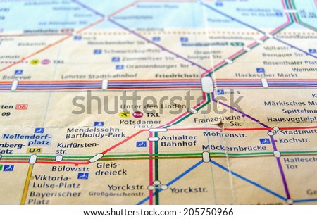 BERLIN, GERMANY - JANUARY 10, 2008: Map of Berlin subway lines