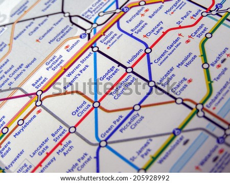 LONDON, ENGLAND, UK - NOVEMBER 04, 2007: Tube map of the London Underground subway lines