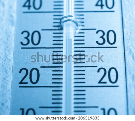 Thermometer instrument for measuring temperature - Hot summer - cool cyanotype