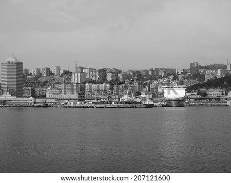 GENOA, ITALY - MARCH 16, 2014 - Since the construction of the new merchant harbour the old harbour called Porto Vecchio is still used for cruise ships and small boats