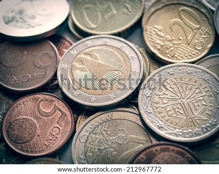 Vintage looking Euro coins money picture