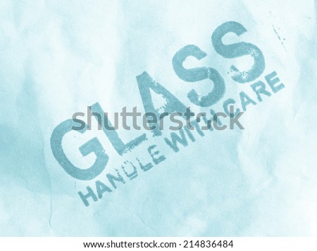 Glass handle with care small packet parcel - cool cyanotype
