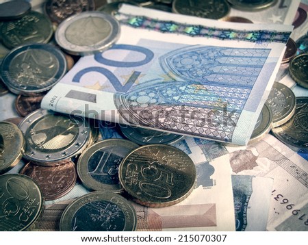 Vintage looking Euro coins money picture