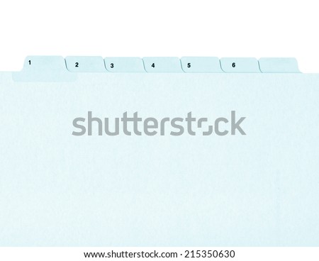 Office folder with numbered tabs isolated on white - cool cyanotype