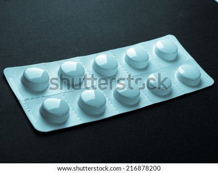 Pharmaceutical over the counter or prescription pills - cool cyanotype