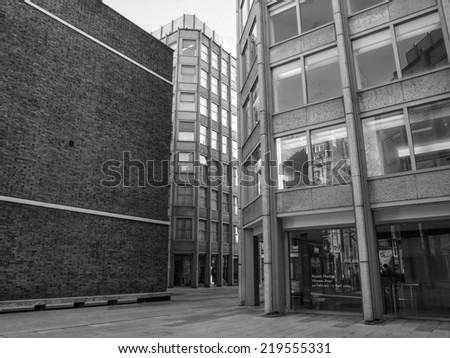 LONDON, ENGLAND, UK - MARCH 04, 2009: The Economist Building designed in 1962 by Alison and Peter Smithson is a masterpiece of new brutalist architecture