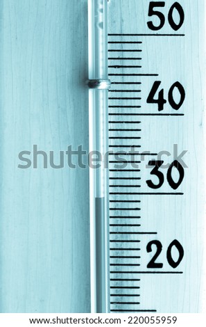 Thermometer instrument for measuring temperature - Hot summer - cool cyanotype